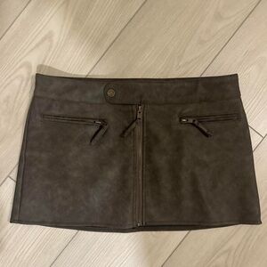 Brown Leather Mini Skirt